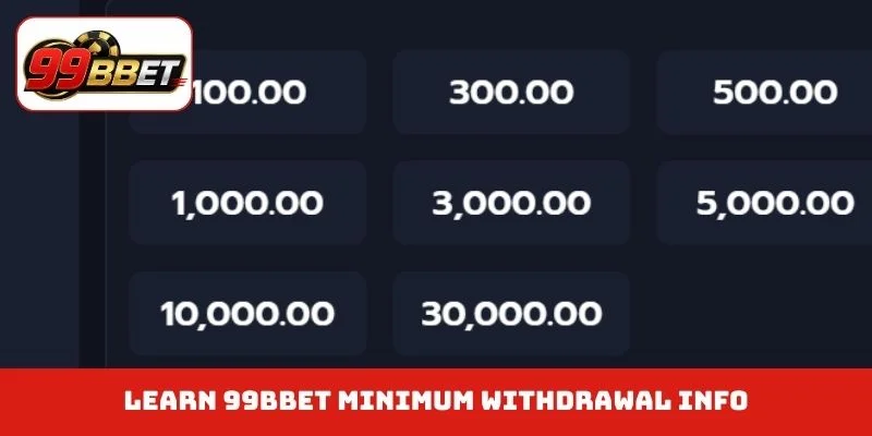 Learn 99BBET minimum withdrawal info